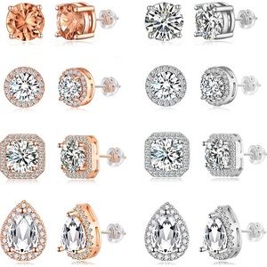 White Gold/Rose Gold Plated Cubic Zirconia Studs